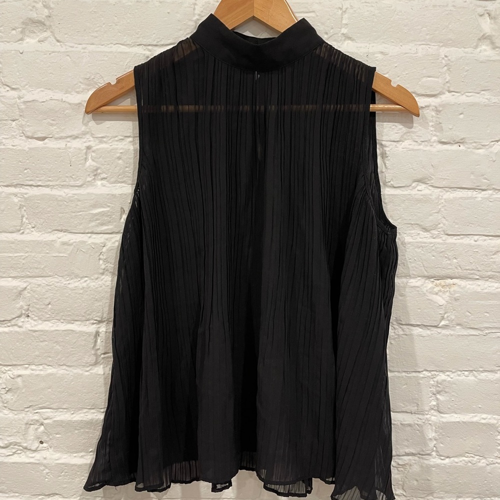 Black pleated sheer top